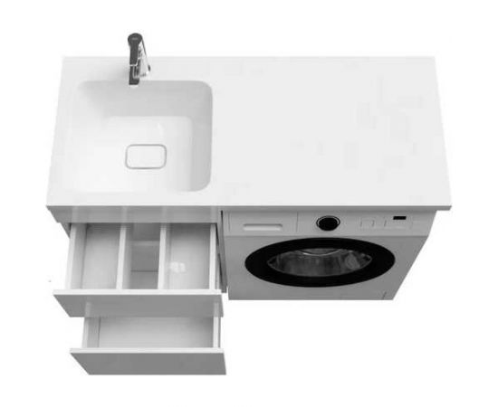 Напольная тумба с умывальником для стиральной машины IDDIS с ящиками 110 см левая белая optima home OPH11LBi95K – изображение 5