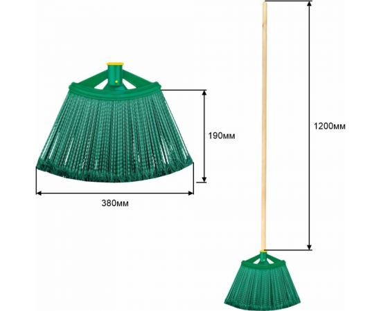 Метла для улицы OfficeClean веерная, плоская распушенная, с деревянным черенком 120 см 321505 – изображение 6