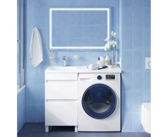 Напольная тумба с умывальником для стиральной машины IDDIS с ящиками 110 см левая белая optima home OPH11LBi95K – изображение 6