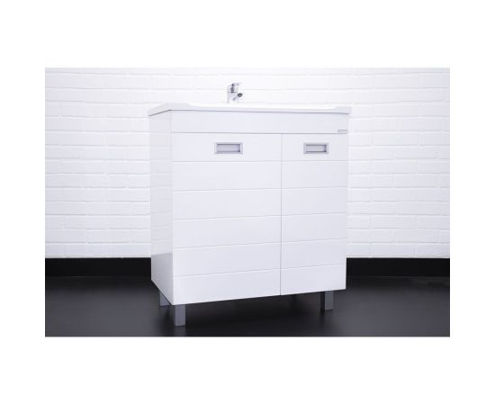 Тумба Домино Cube под умывальник Elen 75 без ящика, с корзиной для белья DC5003T – изображение 6