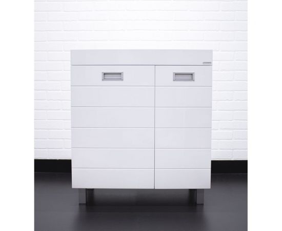 Тумба Домино Cube под умывальник Elen 75 без ящика, с корзиной для белья DC5003T – изображение 8