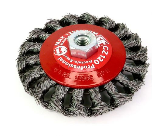 Щетка коническая жгутовая для УШМ 120 мм, M14, проволока сталь 0.50 мм SIT 0315 