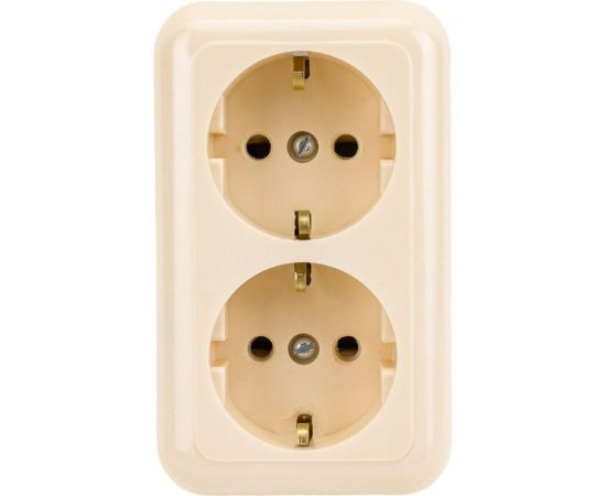 Розетка ООО Ливны-Электро РА 10-015 2-х местная с заземл.контактом, слоновая кость РА 1938 