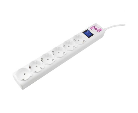 Фильтр-удлинитель Power Cube 3,0 м 6 розеток (белый) 16А/3,5кВт (3x1,5), SPG6-А1 