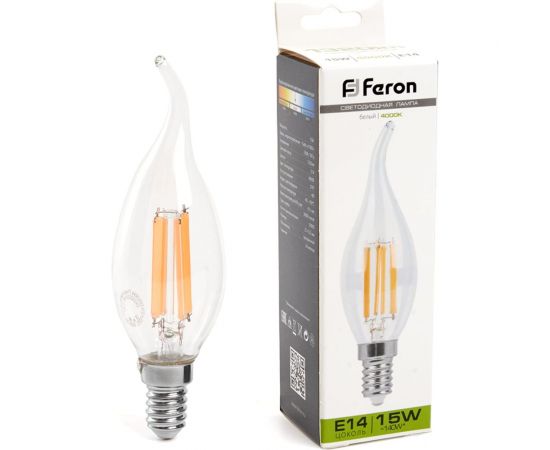 Светодиодная лампа FERON LB-718 Свеча на ветру E14 15W 4000K 38263 