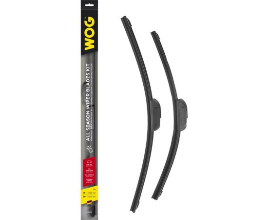 Комплект всесезонных бескаркасных бесшумных щеток стеклоочистителя (2 шт; 26""/650 мм; 16""/400 мм""; Hook) WOG WGC1412 – изображение 2