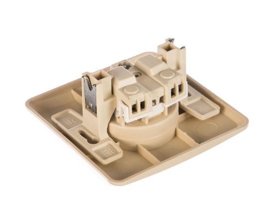 1-местная розетка Schneider Electric СП Этюд 16А без заземления, защитные шторки, крем SchE PC16-002K – изображение 2