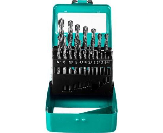 Набор сверл по металлу СИБИН 19 шт, 1-10 мм, класс В, металлический бокс 29610-H19 – изображение 2