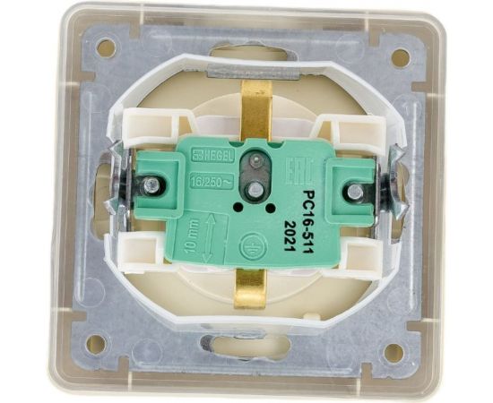 Розетка скрытой установки HEGEL IP44, с заземляющим контактом, слоновая кость РС16-511-01 – изображение 3