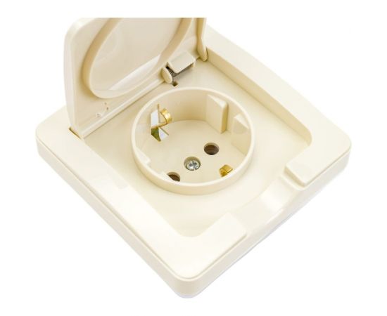 Розетка скрытой установки HEGEL IP44, с заземляющим контактом, слоновая кость РС16-511-01 – изображение 5