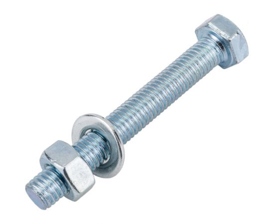 Болт Невский Крепеж DIN 933, с шестигранной головкой, оцинк., М8x60 + гайка + шайба 4 шт. 812724 