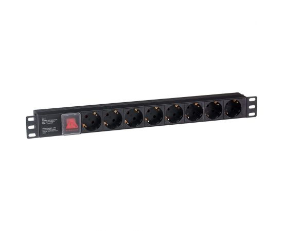Блок розеток ExeGate горизонтальный ServerPro PDU-19H801 Al-8S-C14-SW, 19, 1U, Алюминий, 8 Schuko 280840 