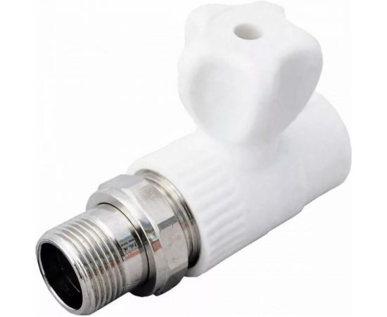 Шаровый кран VALFEX белый, 20х1/2 дюйма НР, прямой для радиатора 10149020 007-7675 