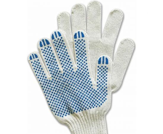 Перчатки R2R х/б 10 класс, 4 нити, с ПВХ, белые, 500 пар R2R 7010-0410 