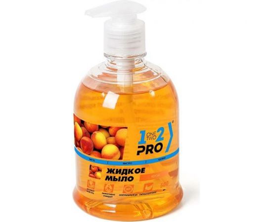 Жидкое мыло 1-2-Pro с дозатором, персик, 500 мл МПД-05 