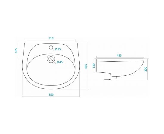 Умывальник Santek БРИЗ 55 см 1.WH11.0.460, 00000040411 – изображение 4