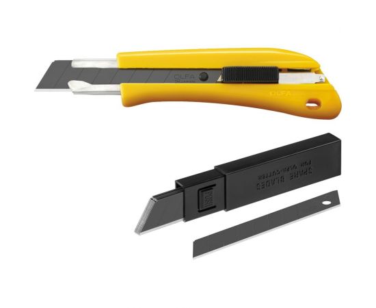 Нож с выдвижным лезвием OLFA 18мм, с автофиксатором, в комплекте с лезвиями 10 шт, OL-BN-AL/BB/10BB – изображение 6