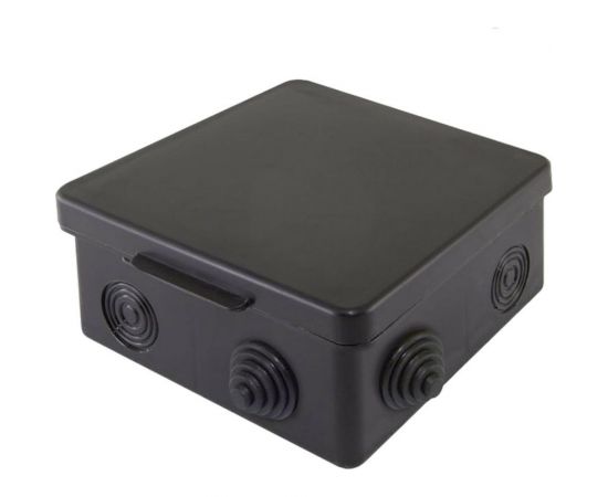 Распаечная коробка УРАЛ ПАК открытой проводки 100х100х50мм 8 входов, черная IP54 КО-53010100-018 