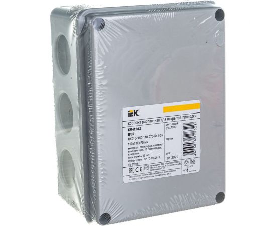 Распаечная коробка IEK, 150x110x070, IP55, КМ41242, ИЭК, белая UKO10-150-110-070-K41-55 
