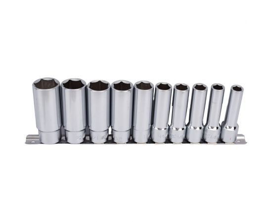 Набор глубоких шестигранных торцевых головок 1/2" 10-24мм L=76мм 10шт JTC-H410M 