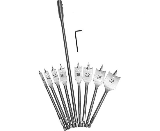 Набор сверл перовых с удлинителем 300 мм vertextools 0282-07 