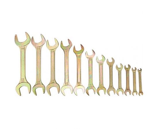 Набор рожковых ключей REXANT 6-32 мм, 12 шт желтый цинк 12-5845-2 