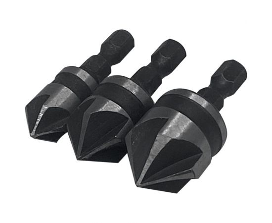 Набор зенкеров по дереву 3 шт, 12 мм, 16 мм, 19 мм vertextools 0987-12-16-19 – изображение 2