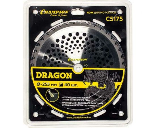 Нож с зубцами из твердого сплава Dragon (40 зубьев, 255х25,4 мм) CHAMPION C5175 – изображение 2