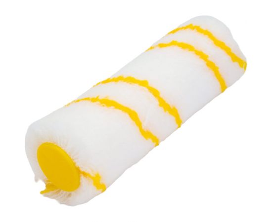 Сменный полиакриловый ролик FIT белый с желтой полосой ""миди"", диаметр 30/54 мм, ворс 12 мм, 150 мм 02624 – изображение 2