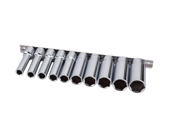 Набор глубоких шестигранных торцевых головок 1/2" 10-24мм L=76мм 10шт JTC-H410M – изображение 3