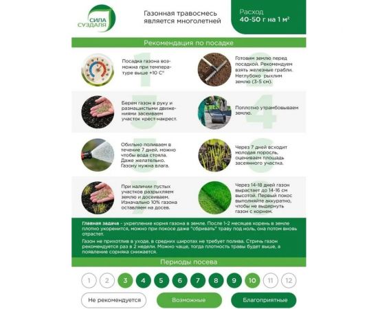 Газонная травосмесь Сила Суздаля Для укрепления склонов 1 кг 4680004061953 – изображение 3