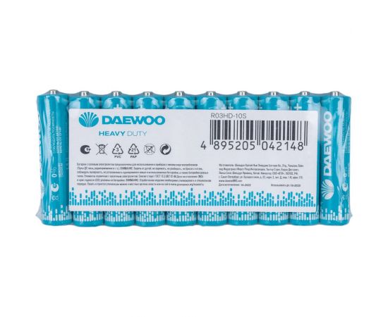 Солевая батарейка DAEWOO R03 Heavy Duty Shrink-10 5042148 – изображение 3