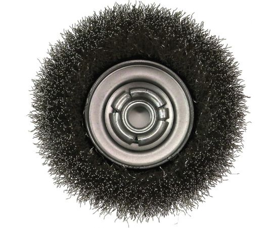 Щетка чашечная 100 мм, М14, гофрированная нержавеющая сталь 0.3 мм для УШМ SIT 0928 – изображение 4