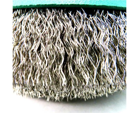 Щетка чашечная 100 мм, М14, гофрированная нержавеющая сталь 0.3 мм для УШМ SIT 0928 – изображение 5