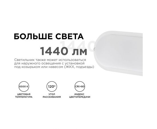 Светодиодный герметичный светильник Apeyron 18Вт, 1440Лм, 6500К, IP65, овал, матовый белый 28-12 – изображение 5