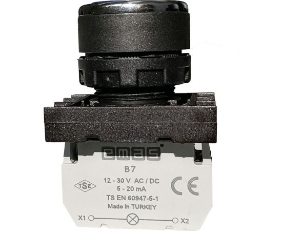 Нажимная круглая кнопка Emas синяя, 250В AC, 4А, 12-30В AC/DC, 10шт. B170DM 