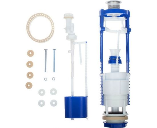 Сантехническая арматура РемоКолор 2-х уровневая, универсальный клапан, нижняя подводка, белая кнопка 61-0-026 