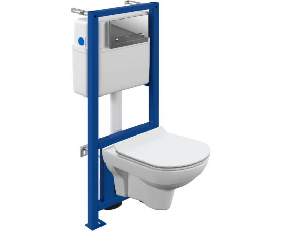 Комплект Cersanit унитаз CITY CO DPL EO slim + инсталляция LINK PRO + кнопка ESTETICA пластик хром глянцевый 64121 