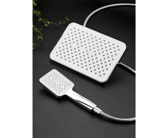 Душевая система со смесителем и тропическим душем MYNAH стойка хром глянцевый/белый M33110 – изображение 11