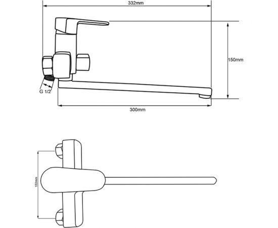 Смеситель для ванны MELODIA Rock картридж 35 мм, длинный излив 300 мм MDV35241 69714 – изображение 2