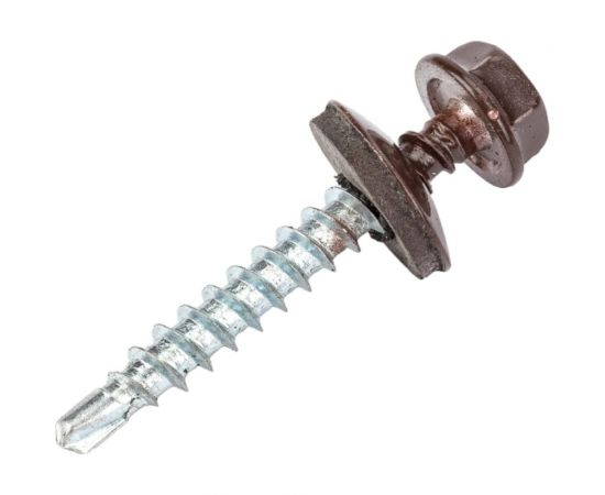 Кровельные саморезы с буром Стройбат 4,8x35 темно-коричневый 60 шт 203571 – изображение 2