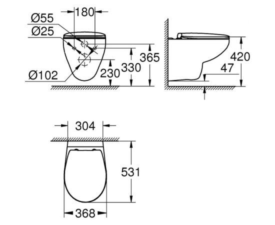 Подвесной унитаз с сиденьем с микролифтом Grohe Bau Ceramic 39351000 – изображение 3