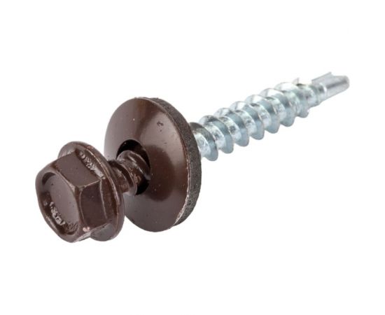 Кровельные саморезы с буром Стройбат 4,8x35 темно-коричневый 60 шт 203571 – изображение 3