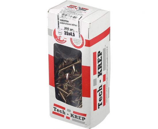 Универсальный саморез Tech-Krep 35х4,5 мм 200 шт желтый, коробка с окном 102253 – изображение 3