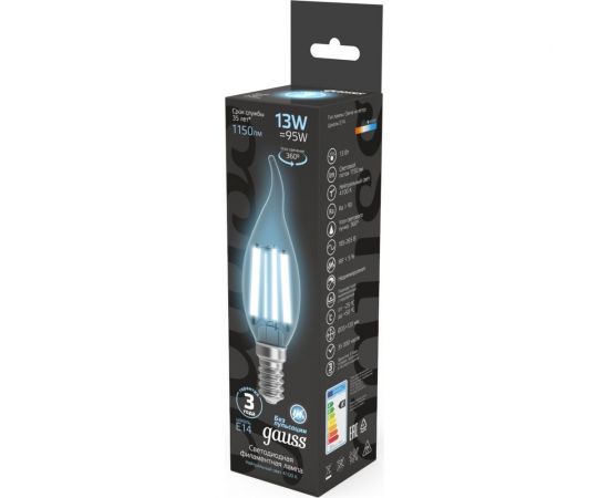 Светодиодная лампа Gauss Filament Свеча на ветру 13W 1150lm 4100К Е14 LED 104801213 – изображение 3