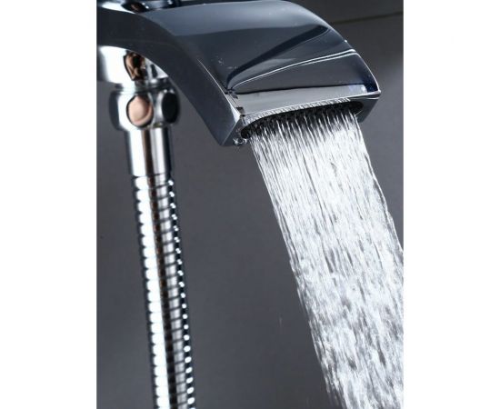 Душевая система со смесителем и тропическим душем MYNAH стойка хром глянцевый/белый M33110 – изображение 5