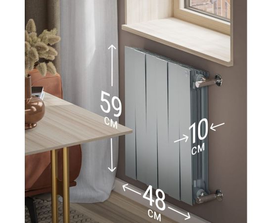 Радиатор Royal Thermo PIANOFORTE 500/Silver Satin - 6 секций – изображение 5