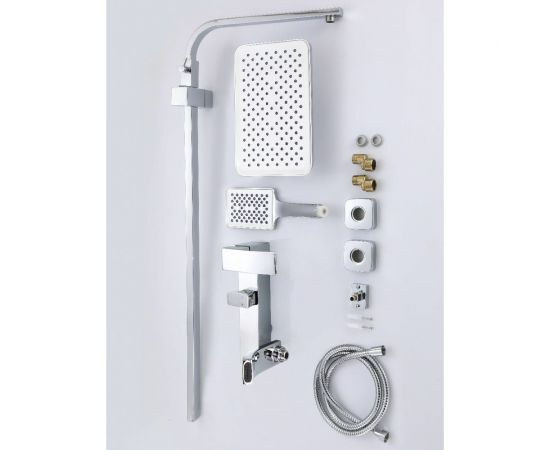 Душевая система со смесителем и тропическим душем MYNAH стойка хром глянцевый/белый M33110 – изображение 6