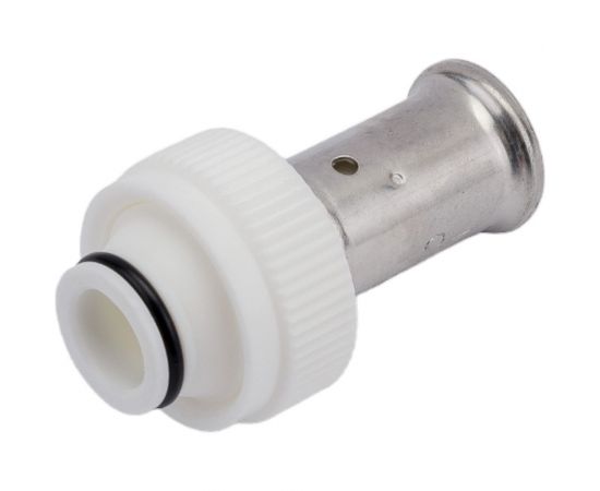 Пресс фитинг с накидной гайкой под евроконус HENCO ПВДФ пресс, белый, 16x3/4"" 19PKW-1605 