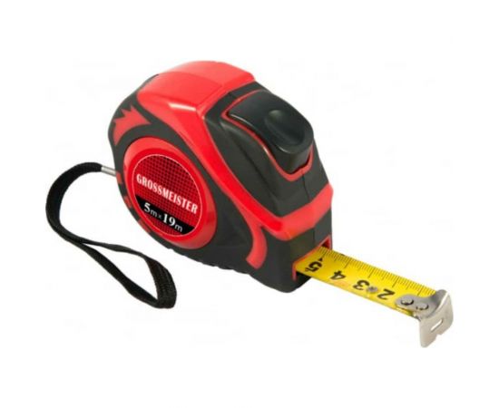 Рулетка GROSSMEISTER обрезиненная, автостоп, 10 м, 25 мм 009004004 